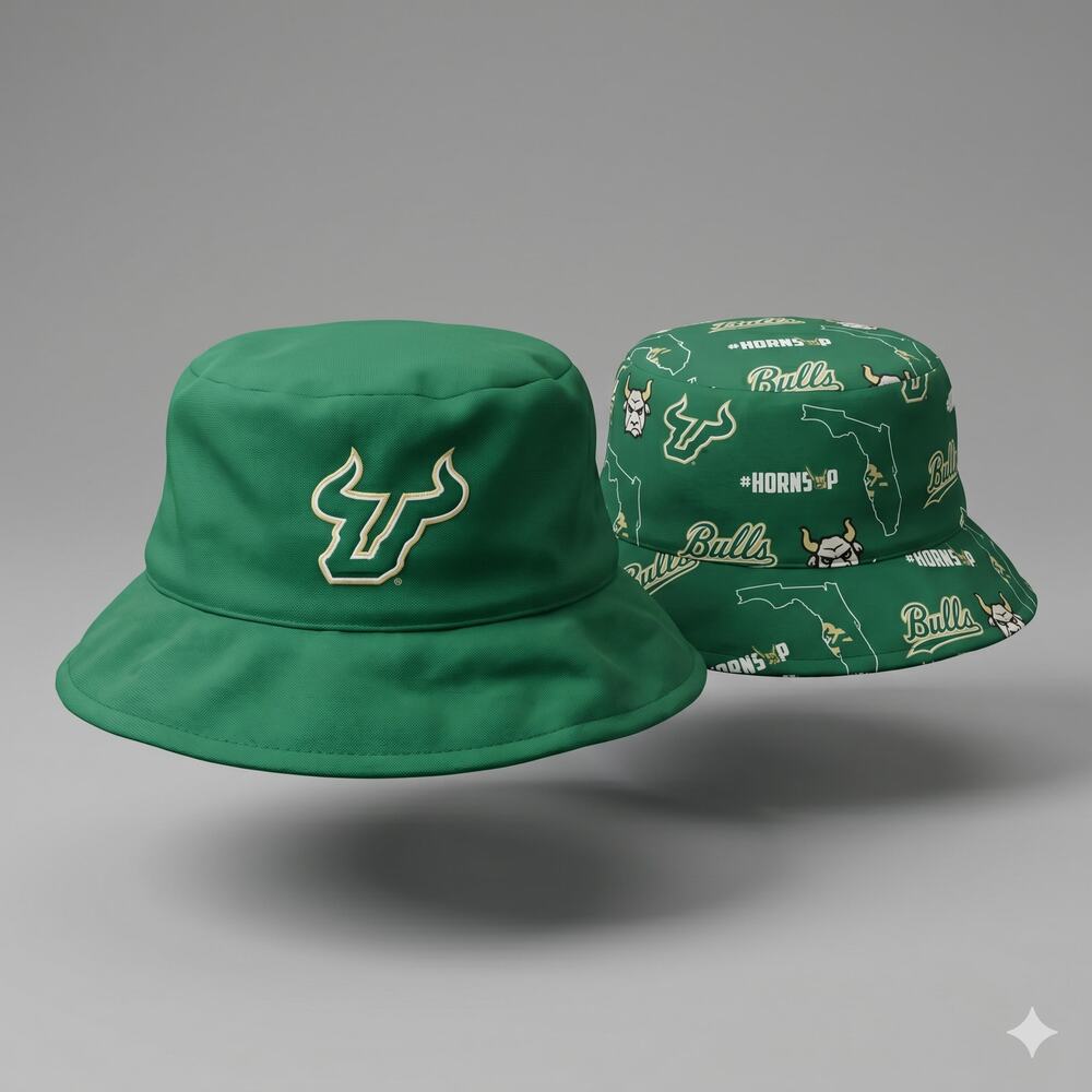 USF South Florida Bulls Mens OS Preppy Athleisure Outdoors Reversible Bucket Hat